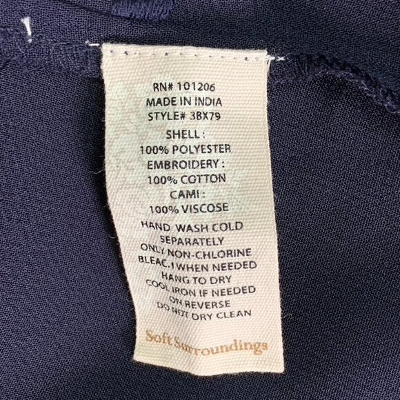Soft Surroundings Women's Navy Blue Sheer Button Down Blouse Size Petit Medium - Picture 16 of 16